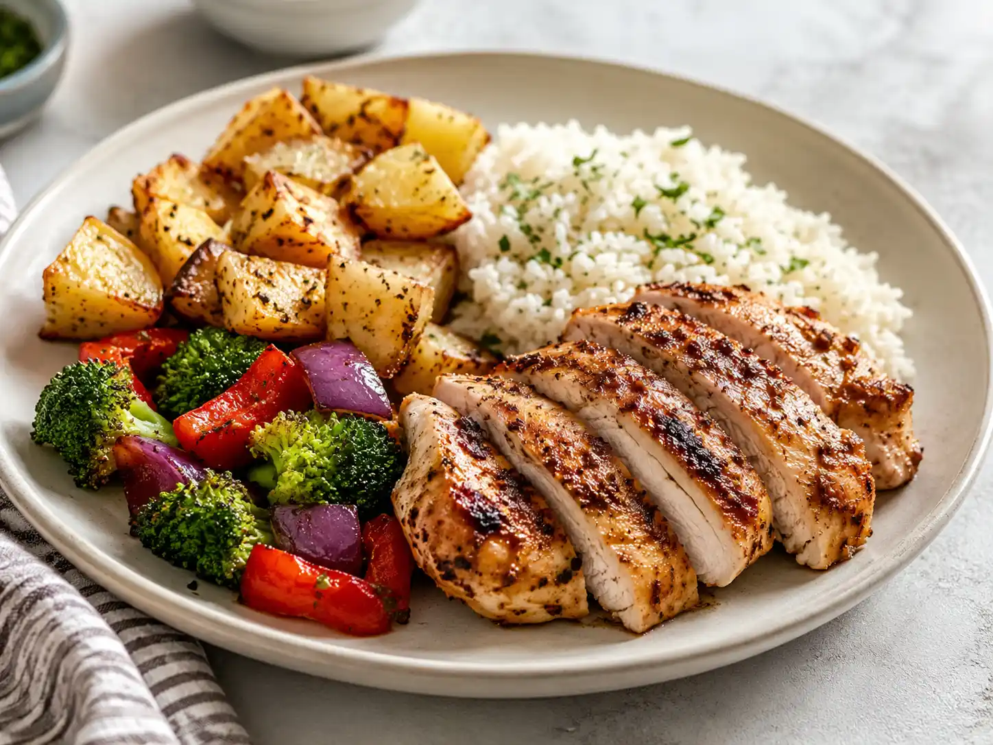 Budget protein dinner with grilled chicken and vegetables